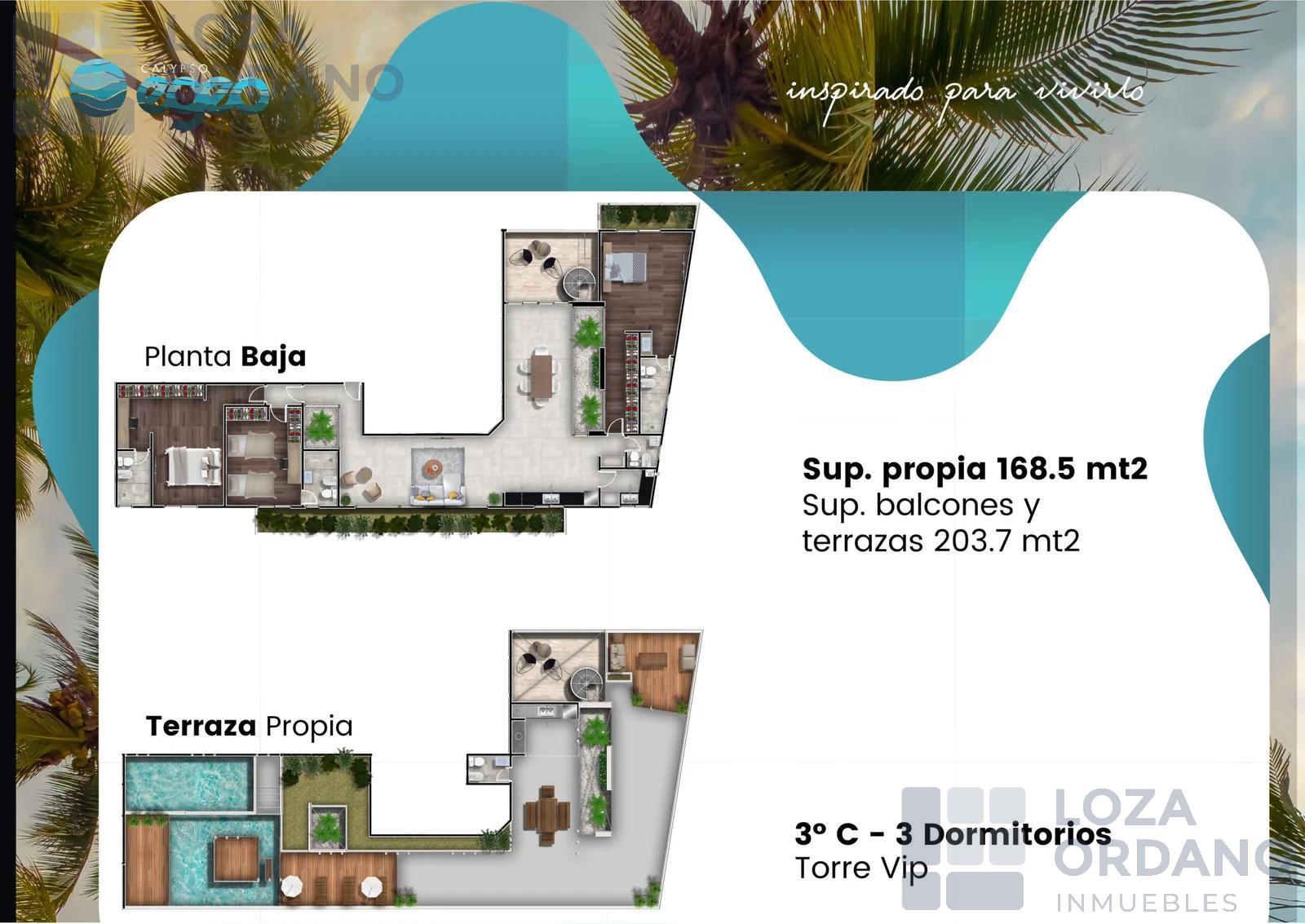 Departamento en  venta 3 dormitorios con terraza y pileta en pozo