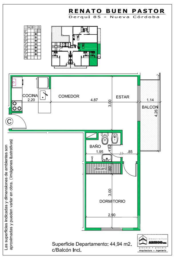 Departamento en  construcción  1 dormitorio zona Buen Pastor Nva Cba