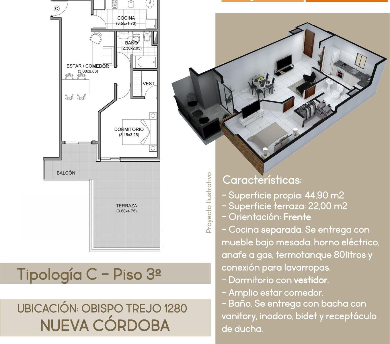 DPTO 1 DORM - BALCON - NUEVA CORDOBA