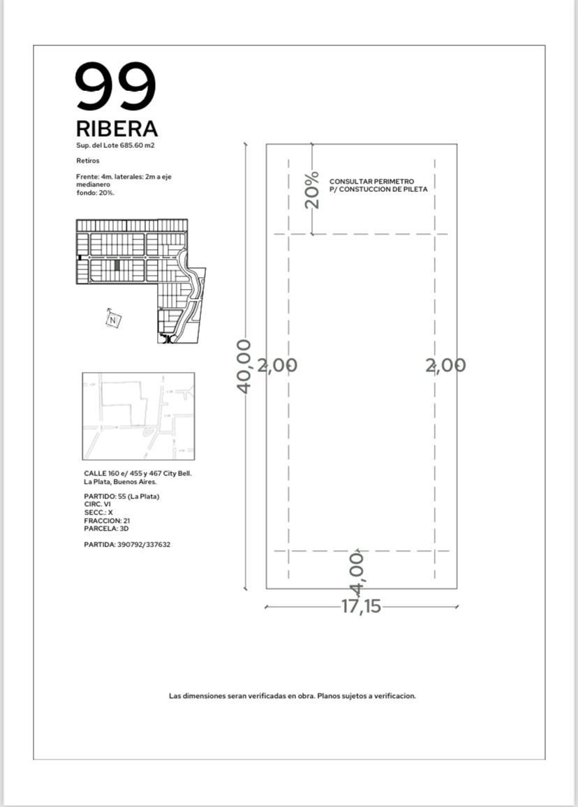 Terreno en venta en barrio cerrado Ribera Bell