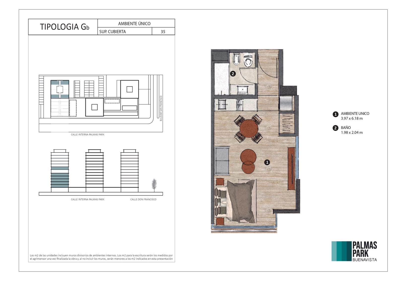 Departamento en venta en Palmas Park, Buenavista UF 84