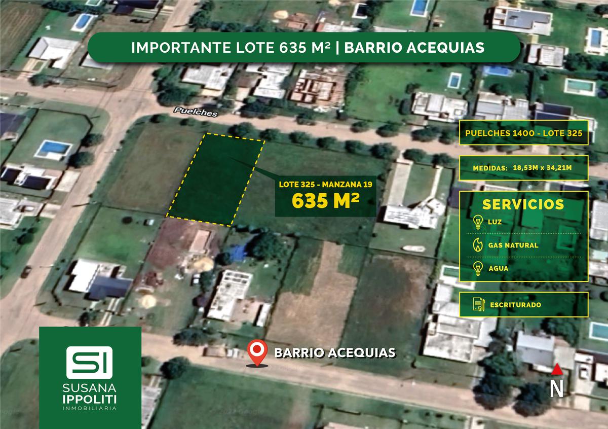 Terreno en venta en barrio Acequias Roldan de 635m2 con servicios