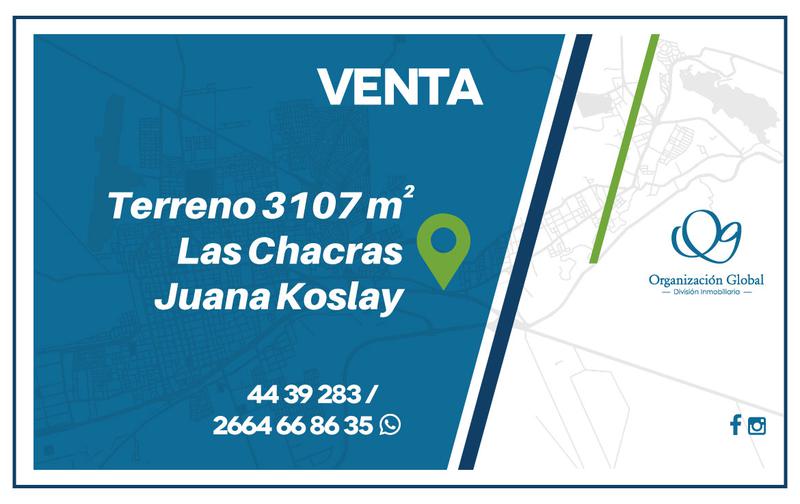 Venta. Terreno 3107 m². Las Chacras. Juana Koslay