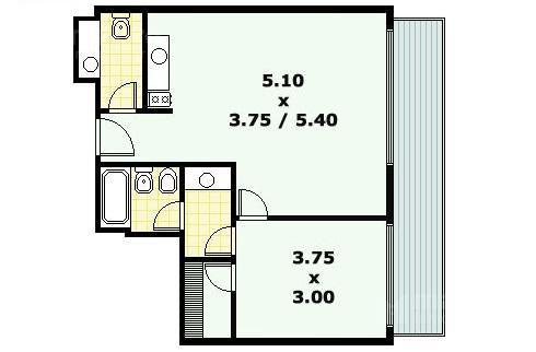 Departamento de 2 ambientes en venta en Palermo en edificio con amenities.